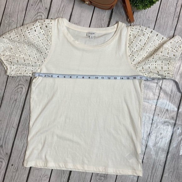 J. Crew Eyelet Puff Short Sleeve Tee Blouse Crewneck - Picture 4 of 9